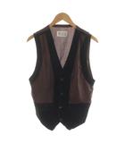 マルタンマルジェラ 10 Martin Margiela 10 ベスト 前開き 切替 レザー 1 茶 ブラウン 黒 ブラック /AN16