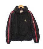 モンクレール MONCLER NECKER ダウンジャケット ナイロン アウター ジップアップ フード ロゴ プリント 2 黒 ブラック /BB