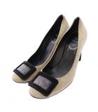 ロジェヴィヴィエ ROGER VIVIER パンプス ラウンドトゥ ハイヒール スエード バックル 装飾 36.5 グレー /BB