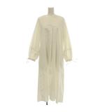  ウノハ UNOHA ワンピース ロング S 白 ホワイト 長袖 Vネック 2302A047 /☆G