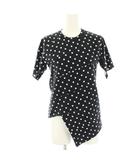 コムデギャルソンコムデギャルソン COMME des GARCONS COMME des GARCONS コムコム AD2019 ドット螺旋切替Tシャツ カットソー アシンメトリー 半袖 カットオフ XS 黒 ブラック 白 ホワイト RE-T004 /HN