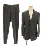 バーバリーブラックレーベル BURBERRY BLACK LABEL シングルスーツ セットアップ 上下 テーラードジャケット パンツ ジップフライ ストライプ柄 ウール シルク混 38L グレー 紫 パープル D1H36-503-07 /KU