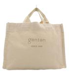 ゲンテン genten ミニハンドバッグ キャンバス ロゴ アイボリー /JS