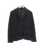 テーラードジャケット カシミヤ混 L 紺 ネイビー ストライプ柄 背抜き シングル /AE