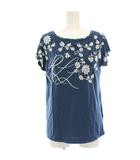 ローレンラルフローレン LAUREN RALPH LAUREN Tシャツ カットソー 半袖 フラワー刺繍 S 青 ブルー IT03945310963 /HN