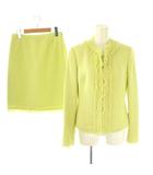 デュアルヴュー DUAL VIEW セットアップ スーツ スカート ノーカラージャケット 40 黄緑 イエローグリーン /ES
