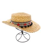 ヴィヴィアンウエストウッド Vivienne Westwood 麦わら帽子 ストローハット オーブ ロゴ ポンポン 刺繍 装飾 S-M ベージュ 黒 ブラック /BB