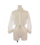 アライア ALAIA クロップド ブロデリー アングレーズ シャツ ブラウス 七分袖 38 白 /BM