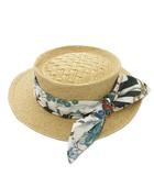 カシラ CA4LA 美品 カンカン帽 麦わら帽子 リボン ベージュ /AE