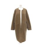 リムアーク rim.ark ノーカラーコート ボア ロング丈 F 茶 ブラウン /AE