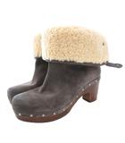 アグ オーストラリア UGG australia リネアムートンヒールブーツ W LYNNEA ショート 23cm チャコールグレー 3204 /GV