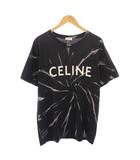 セリーヌ CELINE Loose TEE ルーズTシャツ 半袖 クルーネック ストレッチ ロゴ プリント タイダイ柄 XS 黒 ブラック グレー 2X8206430 /BB