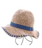 ヴィヴィアンウエストウッド Vivienne Westwood オーブ 麦わら帽子 ハット ロゴ S M ベージュ 青 ブルー /AN3