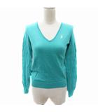 ラルフローレン RALPH LAUREN ニット カットソー Vネック 長袖 ロゴ刺繡 S エメラルドグリーン /NM8