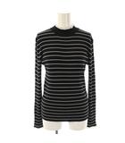 イエナ IENA レースツキハイネックリブプルオーバー ニット セーター 長袖 ボーダー 黒 白 /NR