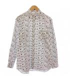 コムデギャルソンシャツ COMME des GARCONS SHIRT KAWS カジュアルシャツ 長袖 レギュラーカラー 総柄 バイカラー M 白 ホワイト 黒 ブラック /BB