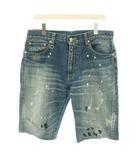 ソフネット SOPHNET. デニムパンツ ジーンズ ハーフパンツ ショートパンツ ジップフライ ペイント加工 ダメージ加工 L 青 ブルー 80056 /YT