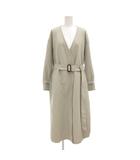プラステ PLST ノーカラートレンチコート M ベルト付 ロング丈 グレー /AE