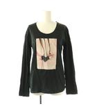 Tシャツ 34 黒 ブラック 長袖 ラウンドネック 写真プリント /CX ■OS