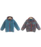 パタゴニア Patagonia ダウンセーター ダウンジャケット リバーシブル 総柄 フード オレンジ 水色 ライトブルー 紺 ネイビー 61370 /AN1