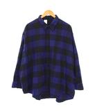 ミスターハリウッド N.HOOLYWOOD OVER SIZE CHECK SHIRTS オーバーサイズチェックシャツ カジュアル 長袖 レギュラーカラー 38 黒 ブラック 紺 ネイビー /BB