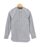 ダブルアールエル RRL ラルフローレン カジュアルシャツ プルオーバー 長袖 レギュラーカラー ハーフボタン ストライプ柄 XS 青 ブルー /BB