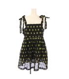 リリーブラウン Lily Brown 23SS ショルダーリボンブラウス シャツ キャミソール フレア 花柄 刺繍 F 黒 ブラック 黄色 イエロー LWFB232089 /BB