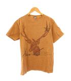 グッドオン GOOD ON Tシャツ 半袖 クルーネック 鹿モチーフ イラスト プリント M 茶 ブラウン /BB