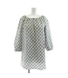 バーバリーブラックレーベル BURBERRY BLACK LABEL チュニック カットソー 長袖 ノバチェック 38 白 ホワイト 黒 ブラック D5M18-148-09 /KU