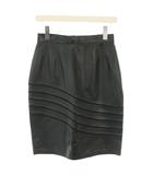 ロエベ LOEWE レザーペンシルスカート ひざ丈 タイト レザー アナグラムボタン 黒 ブラック 122 /YT