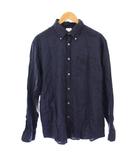 ブルックスブラザーズ BROOKS BROTHERS アイリッシュリネンソリッドスポーツシャツ ボタンダウン カジュアル 長袖 レギュラーカラー 無地 L 紺 ネイビー 100187912 /BB