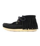 ビズビム VISVIM VOYAGEUR MOC SHAMAN-FOLK モカシンシューズ スクエアトゥ フリンジ スエード 26cm 黒 ブラック /BB
