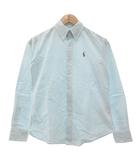ラルフローレン RALPH LAUREN カラーポニー ボタンダウンシャツ BD 長袖 ストライプ柄 0 水色 ライトブルー 白 ホワイト /NU