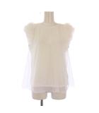 セルフォード CELFORD 25SS チュールスリーブレイヤードカットソー ノースリーブ クルーネック ストレッチ フリル 切替 F 白 ホワイト CWCT252056 /BB