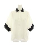サカイ sacai ポロシャツ 五分袖 ワンポイント刺繍 1 白 ホワイト 黒 ブラック 21-05482 /YT