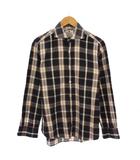 ジャンネット GIANNETTO カジュアルシャツ 長袖 ホリゾンタル チェック柄 XS チャコールブラック /BB