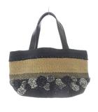 ユナイテッドアローズ UNITED ARROWS かごバッグ ハンドバッグ ボーダー ベージュ 黒 ブラック /SR