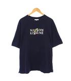 メゾンキツネ MAISON KITSUNE クルーネックTシャツ 半袖 ロゴ プリント L 紺 ネイビー LM00115KJ0119 /BB