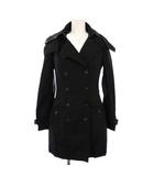 バーバリー BURBERRY トレンチコート ミドル丈 フード 中綿ライナー 裏地チェック IT36 黒 /BM