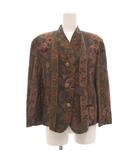 バーバリーズ Burberrys ヴィンテージ ノーカラージャケット 金ボタン ウール 9AR 茶 ブラウン 総柄 /GV