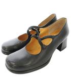 イング ing レザー パンプス チャンキーヒール ストラップ 23.5cm 黒 ブラック /☆G