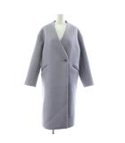 ノーブル NOBLE ノーカラーコート ロング ウール 36 ラベンダー /KU