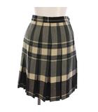 ラルフローレン RALPH LAUREN プリーツスカート ひざ丈 チェック ヴィンテージ 150A 黒 緑 カーキ ベージュ /YM