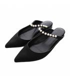 ツル バイ マリコオイカワ TSURU by Mariko Oikawa パールストラップ付き ミュール パンプス ポインテッドトゥ 37 黒 /YM