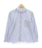 コムデギャルソンシャツ COMME des GARCONS SHIRT シャツ 丸襟 長袖 ストライプ柄 XS サックスブルー 紺 ネイビー FZ-B219 /YT