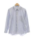 コムデギャルソンシャツ COMME des GARCONS SHIRT フォーエバーワイドクラシック FOREVER WIDE CLASSIC コットンポプリンストライプレギュラーカラーシャツ 長袖 ストライプ柄 S サックスブルー 紺 ネイビー FZ-B218 /YT
