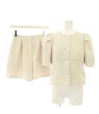 セルフォード CELFORD 22AW スーツ セットアップ 上下 ファンシーツイード半袖ジャケット ショートパンツ フリンジ ラメ 36 ベージュ /YT