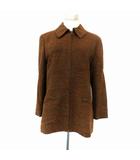 ステンカラージャケット ミドル丈 ジップアップ 9AR M 茶色 ブラウン /HO28