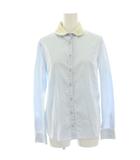 ルルロジェッタ ルールロジェット leur logette ラウンドカラーシャツ ブラウス 長袖 衿レース 刺繍 1 水色 ライトブルー 03188 /HN