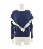 ルルロジェッタ ルールロジェット leur logette ニット カットソー フリル 薄手 長袖 1 青 ブルー 20342 /HN